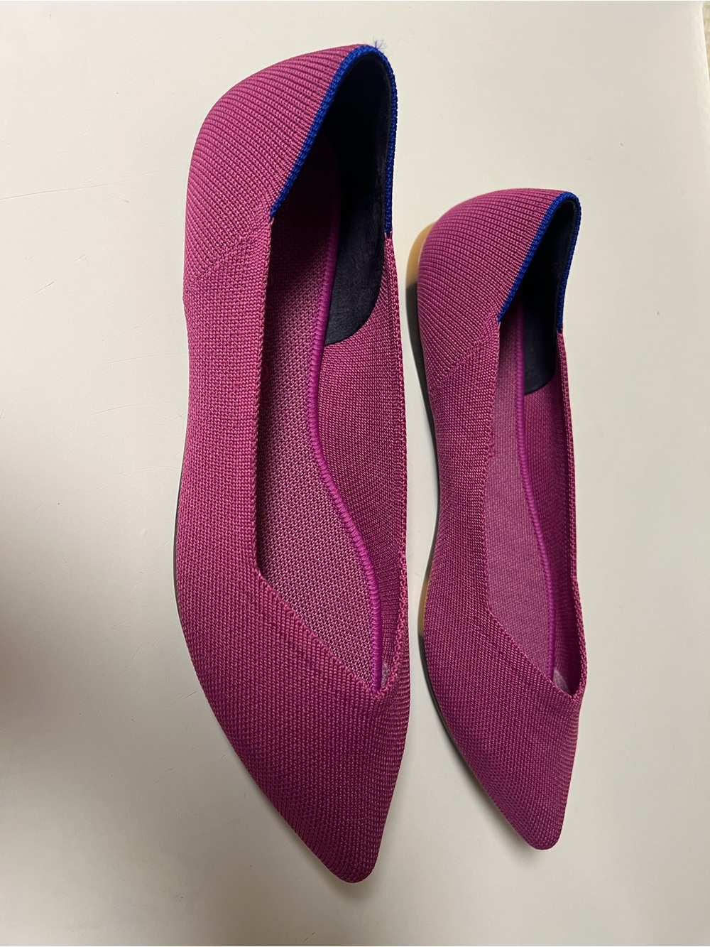 Rothy's Pointed Knit Ballet Flats in Berry